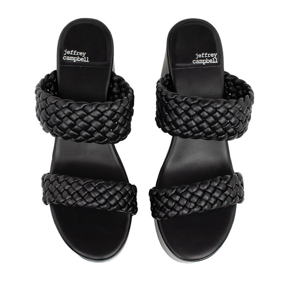 Jeffery Campbell Bamba Braided Platform Heels Black Womens Size 8 Chunky Sandals - Picture 3 of 15